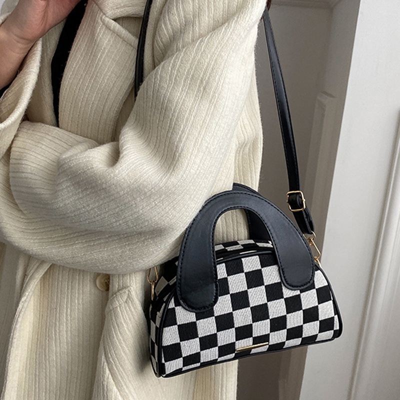 Ielgy Túi Xách Đeo Vai Hình Bán Nguyệt Họa Tiết Kẻ Ô retro Cá Tính Dễ Phối Đồ Cho Nữ