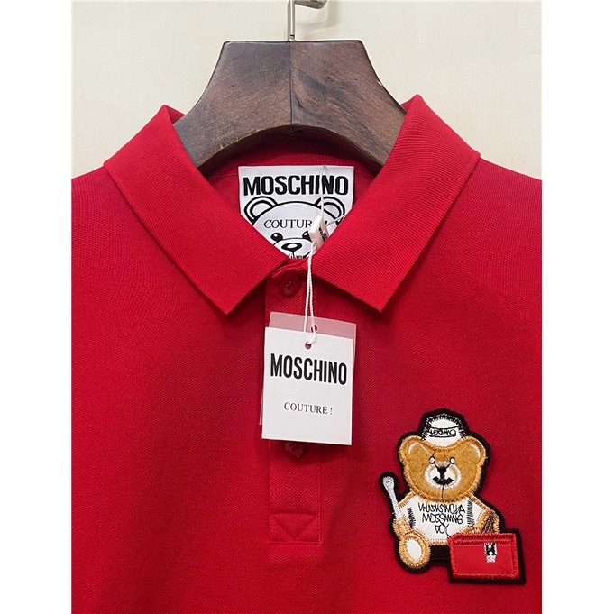 Áo Thun polo Nam Thêu Hình Gấu Ngực Mới Size S-4XL M0schin0