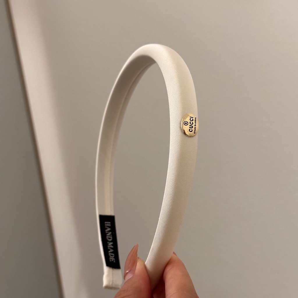 Băng Đô Cài Tóc Bằng Xốp Satin In Chữ Kim Loại Hình Oval Phong Cách Mới Đơn Giản Cho Nữ