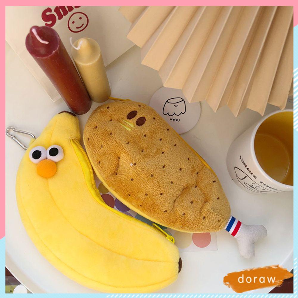 Túi Đựng Bút Bằng Vải Bạt Phối Lông Hình Dạng Dễ Thương