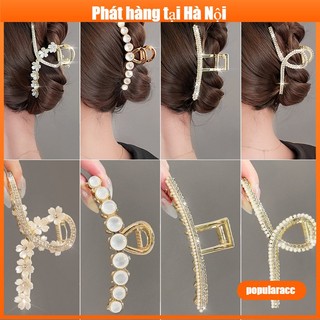 Kẹp tóc kim cương giả, kẹp tóc kim loại ngọc trai thời trang hàn quốc