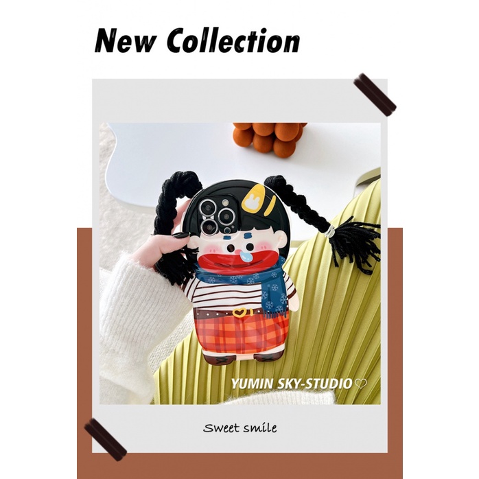 Ốp Điện Thoại Silicon Dẻo Họa Tiết Cô Gái Bện DIY Dễ Thương Cho Iphone 14promax 13 13promax 12 14pro 11