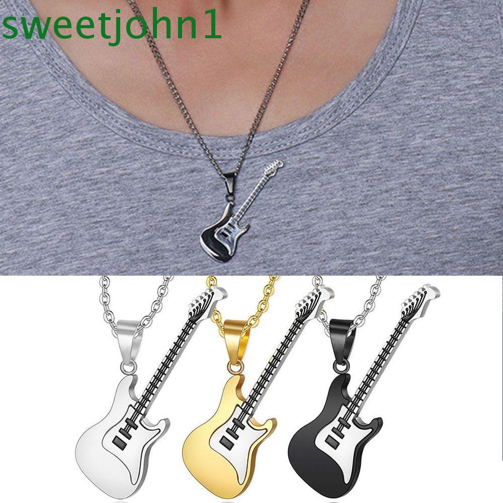 Vòng cổ Mặt Hình Cây Đàn Guitar Bằng Thép Không Gỉ Nhiều Màu Sắc