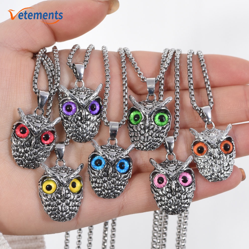 Vòng cổ Mặt Hình Chim Cú Phong Cách Punk Vintage Cho Nam