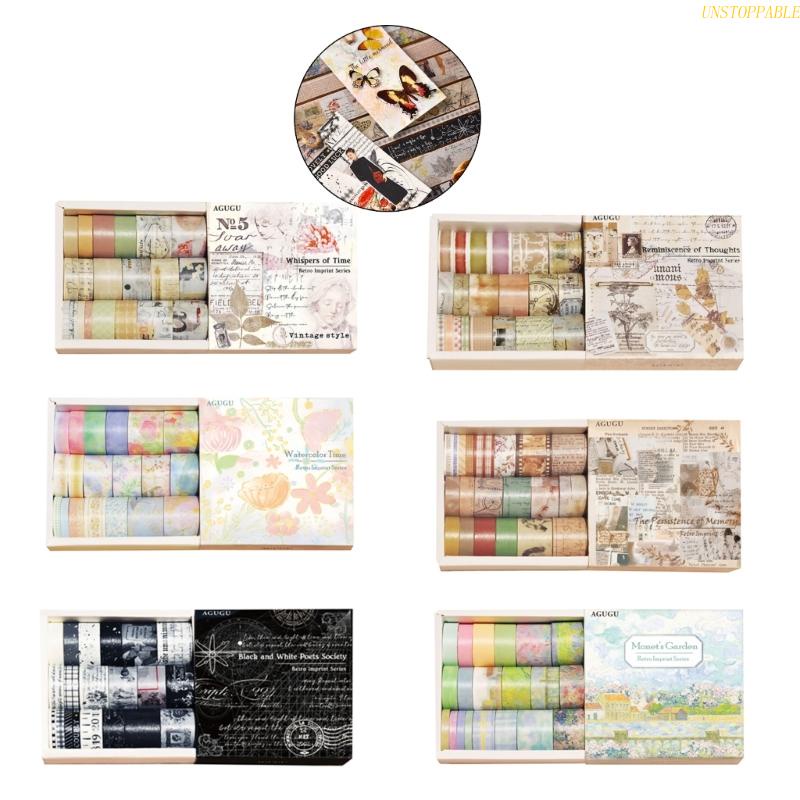 Set 20 Cuộn Băng Dính Washi Cổ Điển Dùng Trang Trí Sổ Tay
