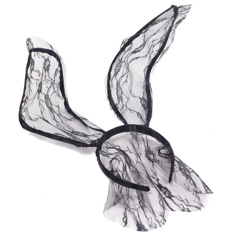 Băng Đô Tai Thỏ Phối Ren Có Mạng Che Mặt Quyến Rũ Dành Cho Nữ