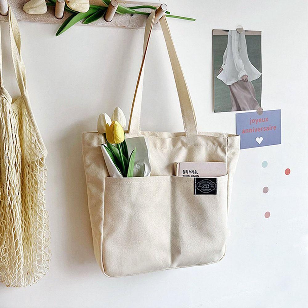 BEBETTERM Túi Tote Đeo Vai Vải Canvas Cỡ Lớn Thiết Kế Dễ Thương Cho Nữ
