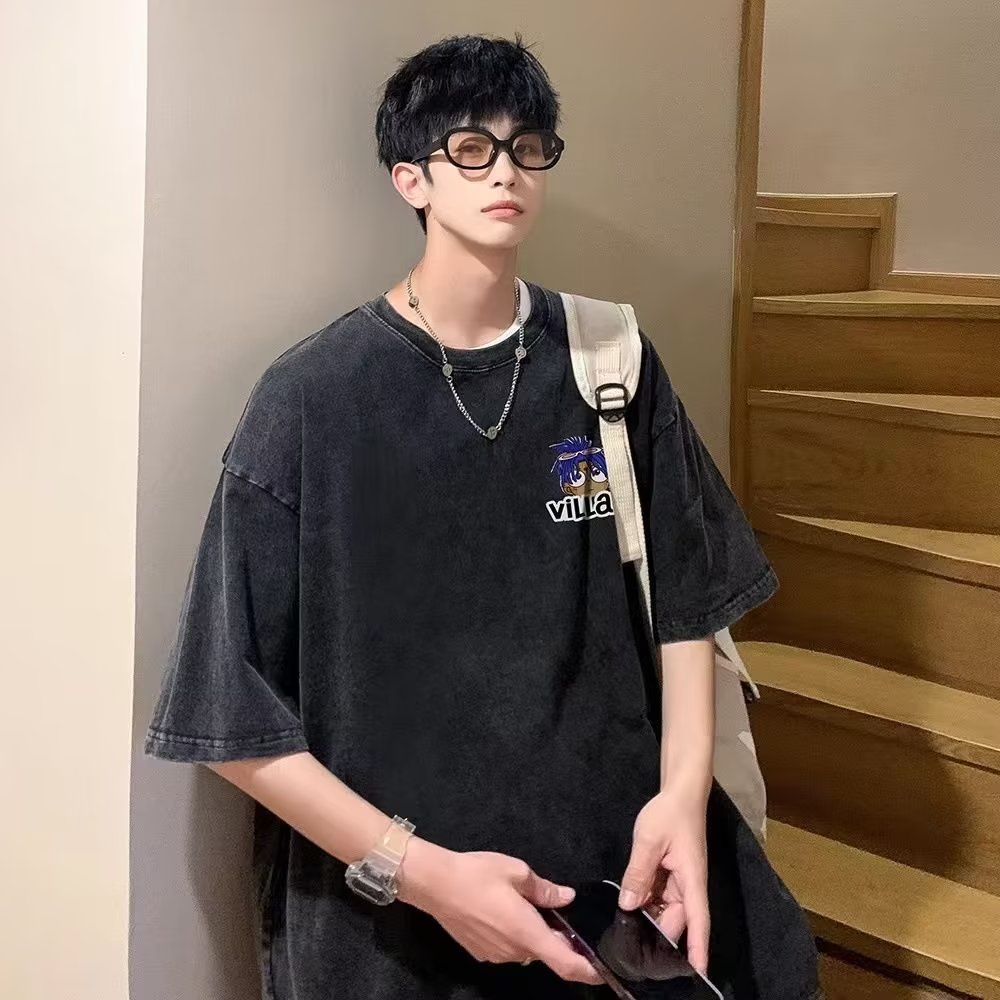 Áo Thun Cotton Tay Lửng Dáng Rộng Phong Cách Hip hop Đường Phố Thời Trang Mùa Hè Mới Cho Nam