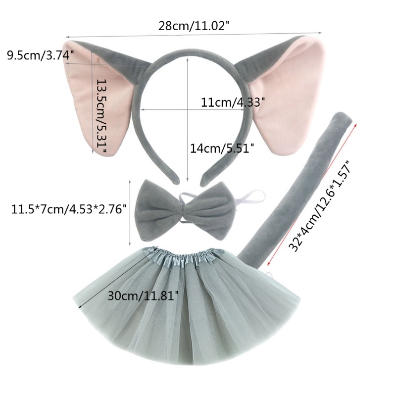 ✿ Băng Đô Nơ Tai Voi Hóa Trang Cho Bé Gái 1 / 3 / 4 Tuổi