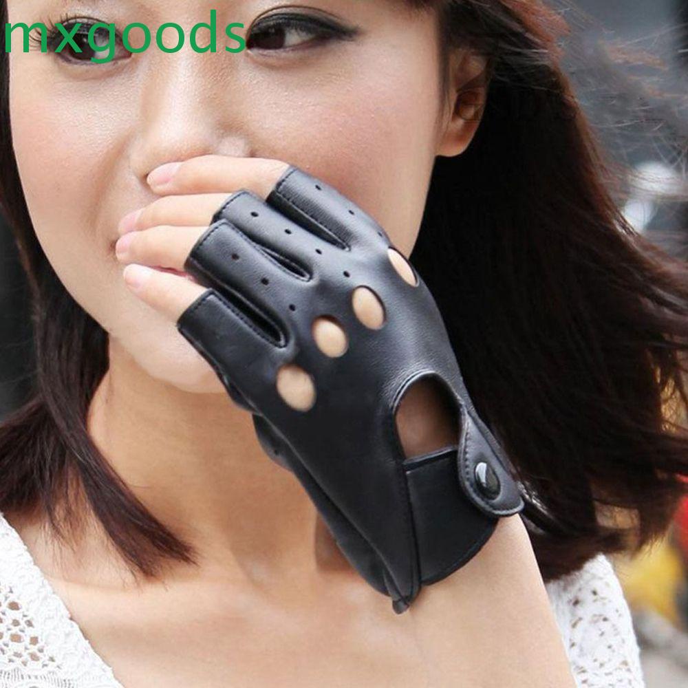 Găng Tay Lái Xe Bằng Da PU Không Ngón Cho Nữ