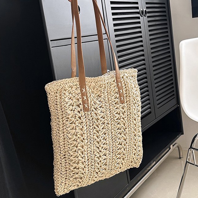 Túi Xách Đeo Vai Sức Chứa Lớn Họa Tiết Hoa Và Ống Hút Phong Cách Hàn Quốc Cho Nữ