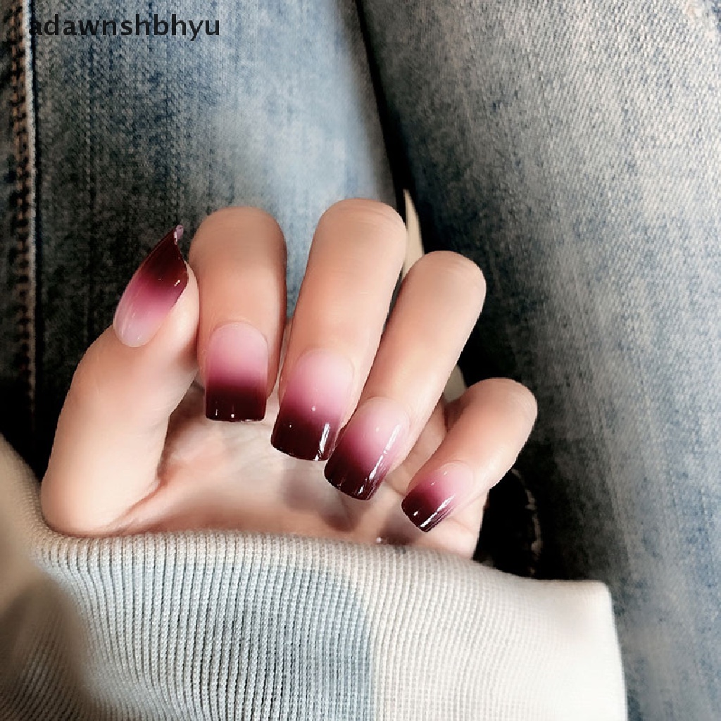 Bộ 24 Móng Tay Giả Dài Màu Gradient Kèm Keo Dán Tiện Dụng