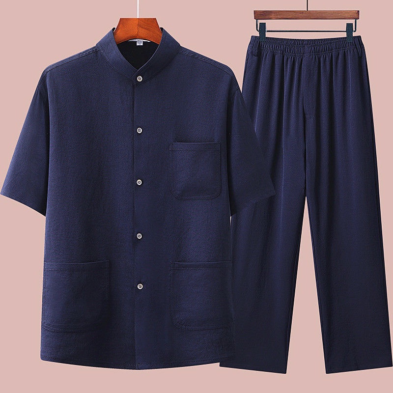 Bộ Đồ Hán Phục Tay Ngắn Phong Cách Trung Hoa Thời Trang Mùa Hè 2023 Cho Nam Tuổi Trung Niên 94