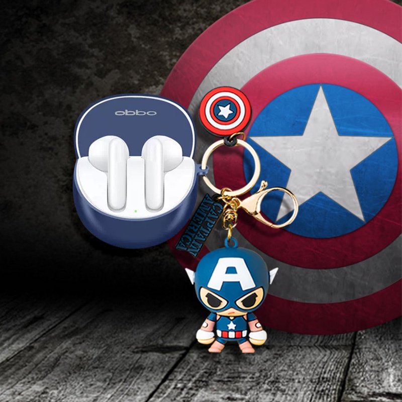 Vỏ Bảo Vệ Hộp Sạc Tai nghe không dây Oppo enco air 3 / air 2 pro Bằng Silicon Màu Trơn Kèm Móc Treo Hoạt Hình Dễ Thương