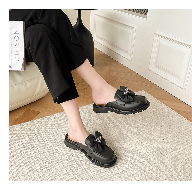 Dép Bít Mũi nơ Đế Xuồng Phẳng Thời Trang Mùa Hè