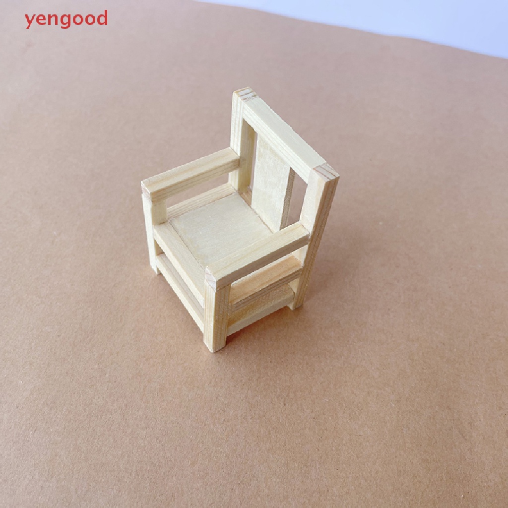 (YGD) 1:12 Dollhouse Miniature Chair Armchair Stool Furniture Model Decor Toy Doll House Accessories Kids Pretend Play Toys