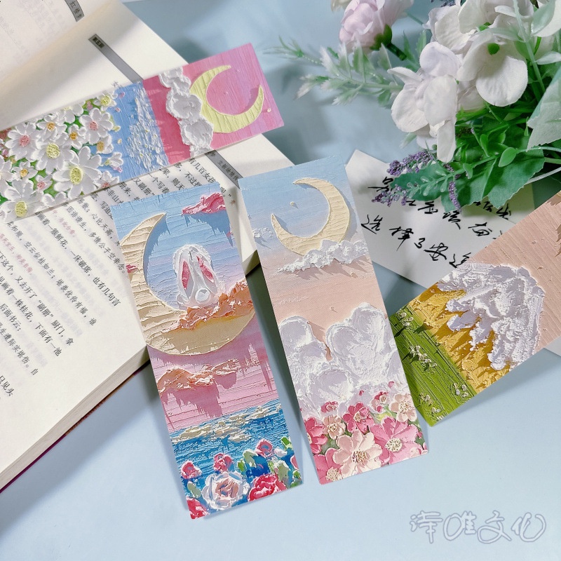 Hộp 32 Thẻ Đánh Dấu Trang Sách Hình Tranh Sơn Dầu