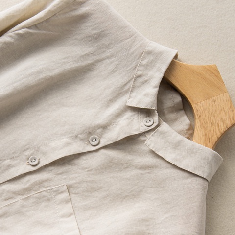 ICE Cotton and Linen Shirt Retro Hong Kong Style Top Foreign Trade Original Single Autumn New Cotton and Linen Women's Loose Linen Outdoor All-Matching Women's Shirt