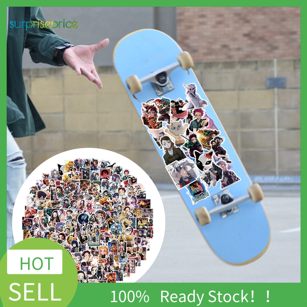 Set 200 Miếng Dán Chống Thấm Nước Hình Anime Demon Slayer Trang Trí Laptop