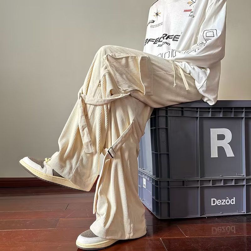 Quần Dài Vải Nhung Phong Cách Đường Phố Nhật Bản Cá Tính Cho Nam
