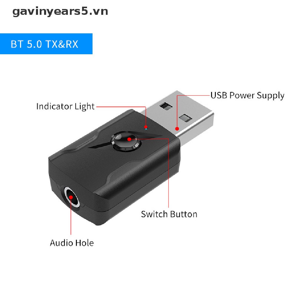 Thiết Bị Thu Phát Tín Hiệu Bluetooth 5.0 Bốn Trong Một Cổng USB Cho Xe Hơi / Máy Tính / TV