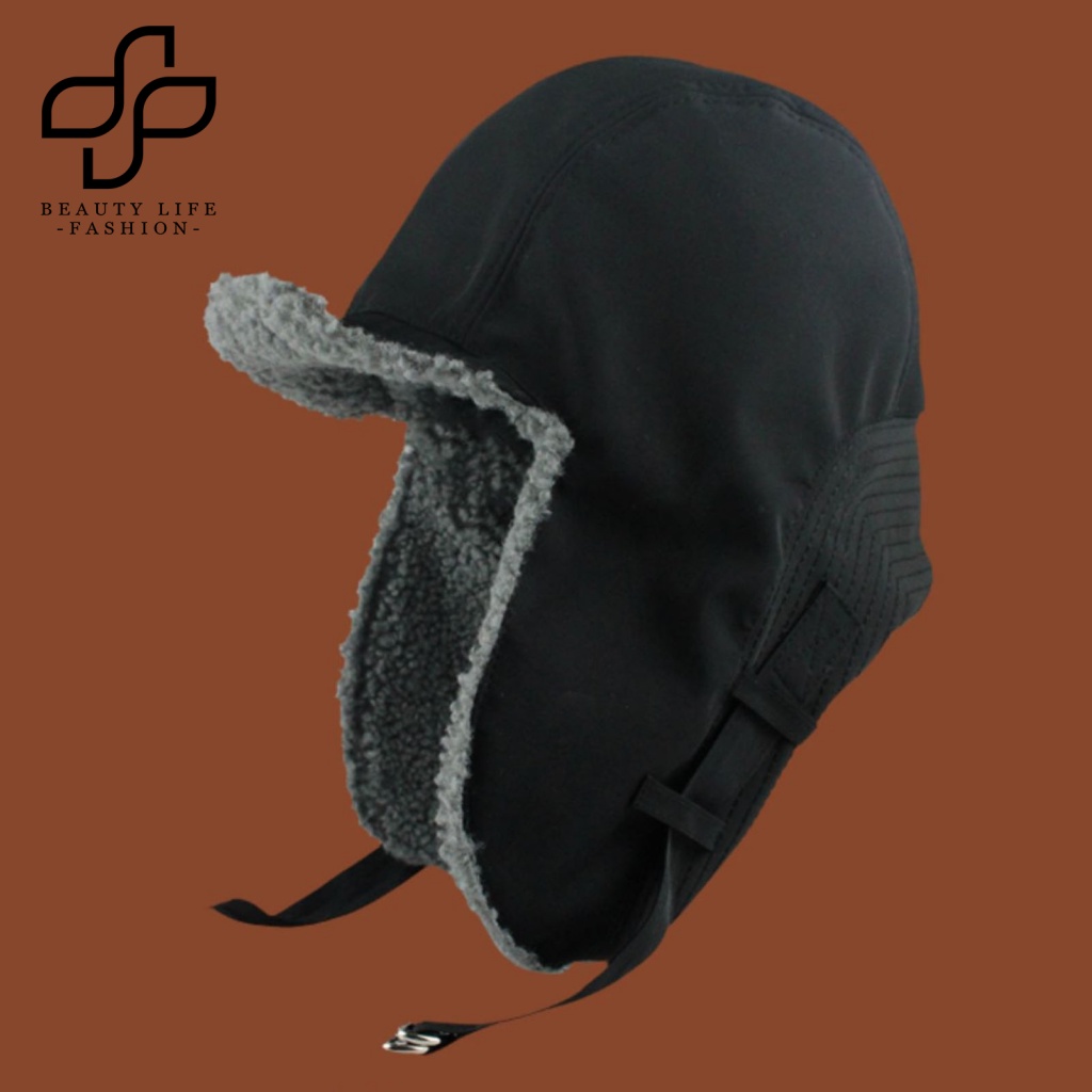 Mũ Phi Công Màu Trơn Dày Dặn Giữ Ấm Tai Vành Rộng Chống Gió Thời Trang Thu Đông Cho Cặp Đôi