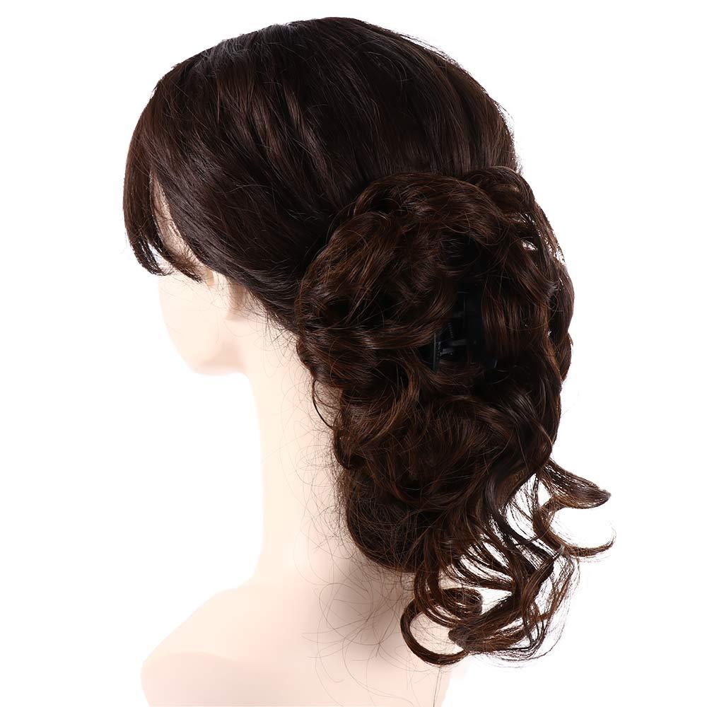 Tóc Giả Kẹp Chất Liệu Sợi Tổng Hợp Dày Dặn Màu Đen / Nâu Co Giãn Dành Cho Nữ