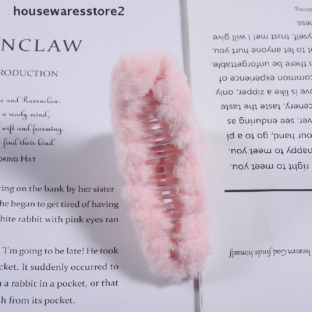 [Housewarestore2] Kẹp Tóc Càng Cua Bằng Lông Giả Acrylic Trơn Dễ Thương Phong Cách Hàn Quốc Thanh Lịch Mùa Thu Đông Cho Nữ