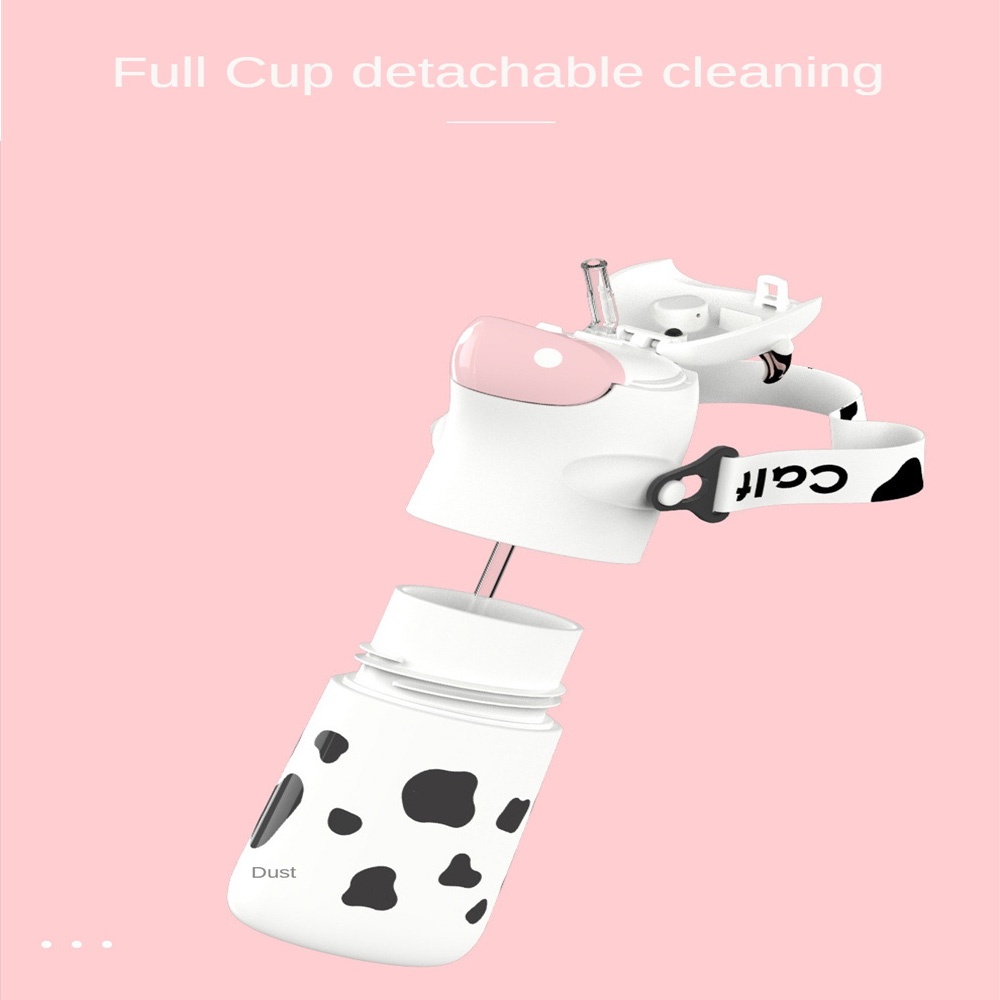 Bình Nước Hình Bò Sữa Có Ống Hút Và Dây Đeo Vai Cho Bé