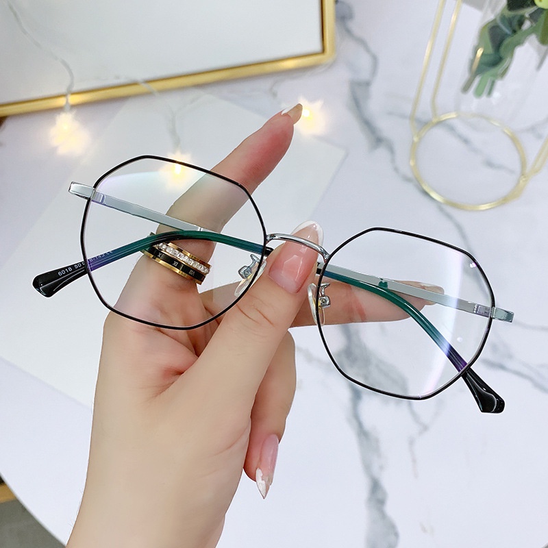 kính cận có độ -1.0~6.0 Kính Cận Gọng Kim Loại Hình Bát Giác Chống Ánh Sáng Xanh Từ Thời Trang Nam gọng kính/ gọng kính cận nữ/gọng kính cận kim loại