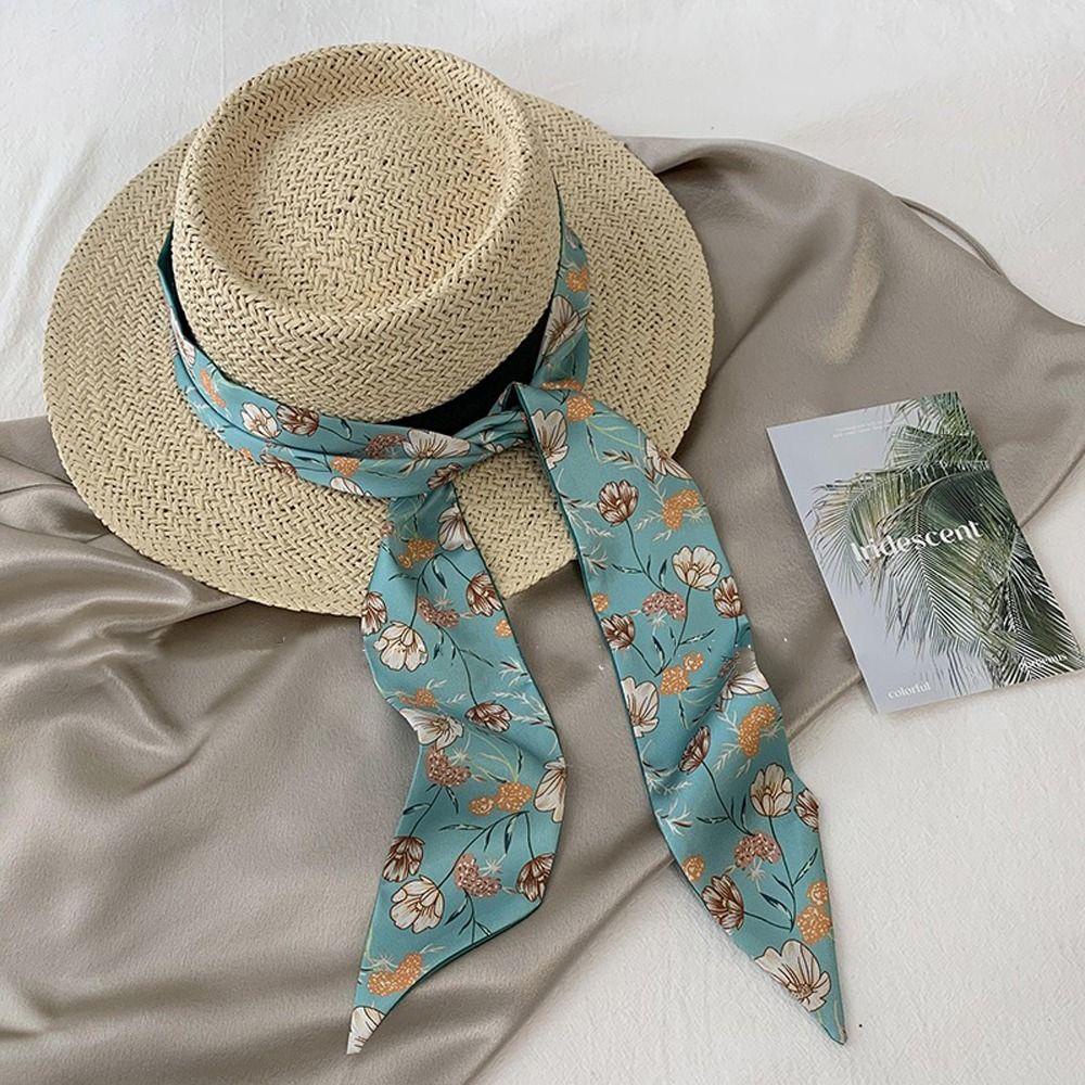 Khăn Choàng Cổ Bằng Lụa Satin Họa Tiết Kẻ Sọc Caro / Da Báo Phong Cách Hàn Quốc Thời Trang Cho Nữ