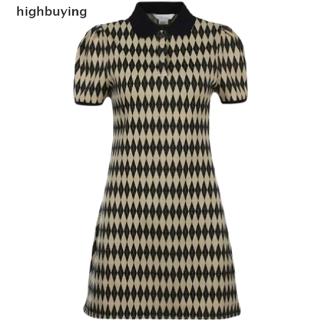 Đầm Dệt Kim Ngắn Tay Cổ Bẻ Đính Kim Cương Giả Thời Trang Mùa Hè Cho Nữ Y2K