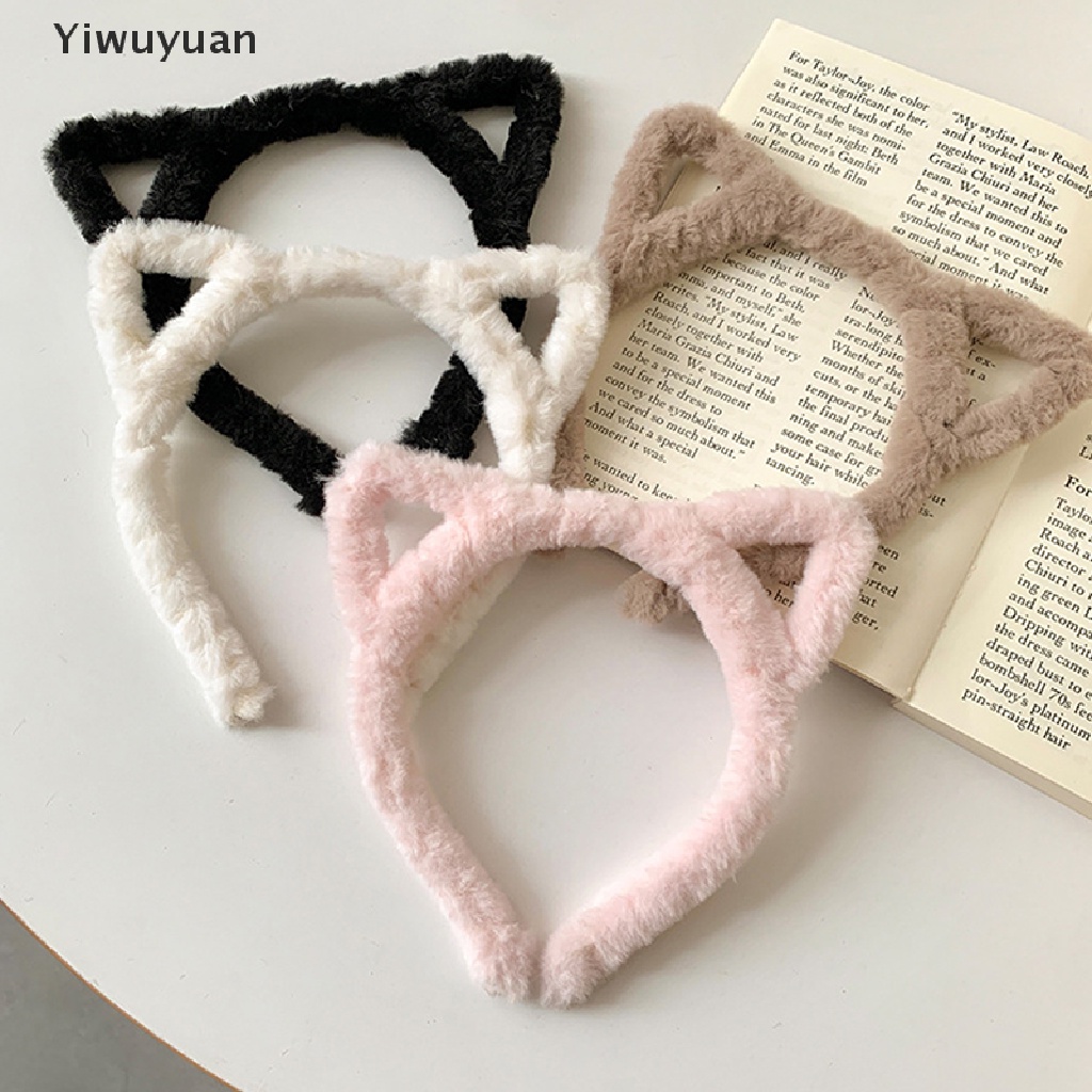 < Yiwuyuan > Băng Đô Cài Tóc Bằng Len Nhung Lông Nhung Tai Mèo Thời Trang Thu Đông Dành Cho Nữ Rửa Mặt