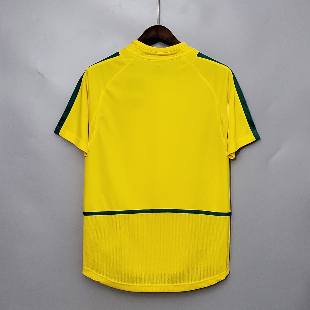 Áo Bóng Đá Ngắn Tay Phong Cách Retro Brazil 2002