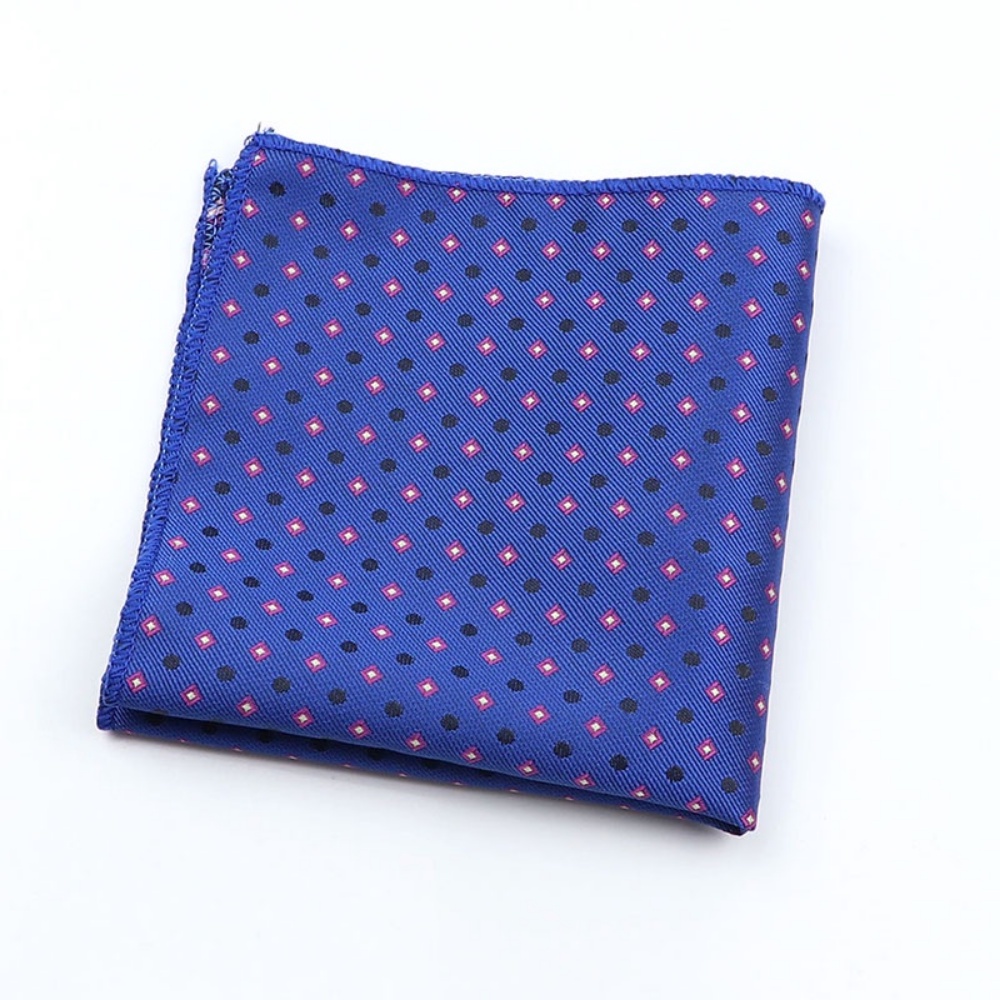 Khăn Tay Lụa Vuông Rộng 24cm Họa Tiết Kẻ Sọc / Chấm Bi Thời Trang Cho Nam