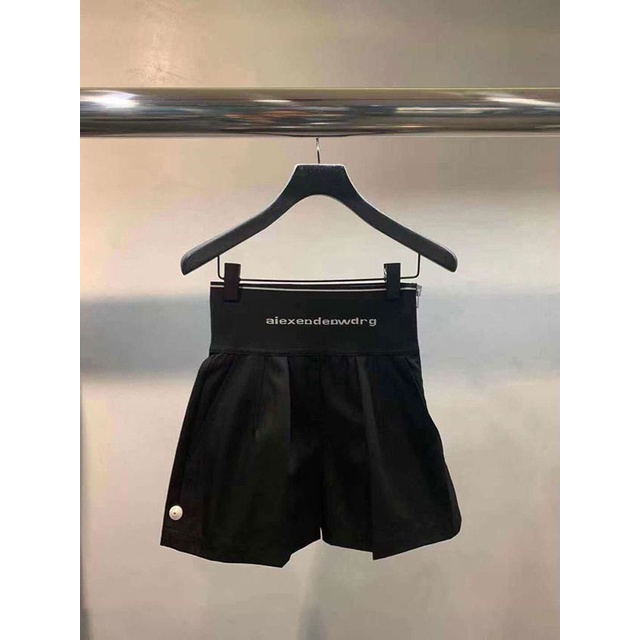 Alexander Wang 2022 spring and summer new letter logo shorts zipper casual pants women's sports style wide leg pants