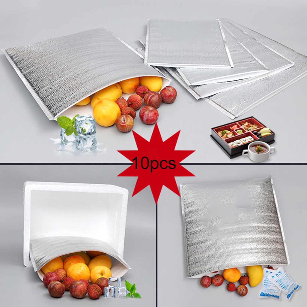Set 10 Túi Lá Nhôm Cách Nhiệt Đựng Cơm Trưa Tiện Dụng N_P148