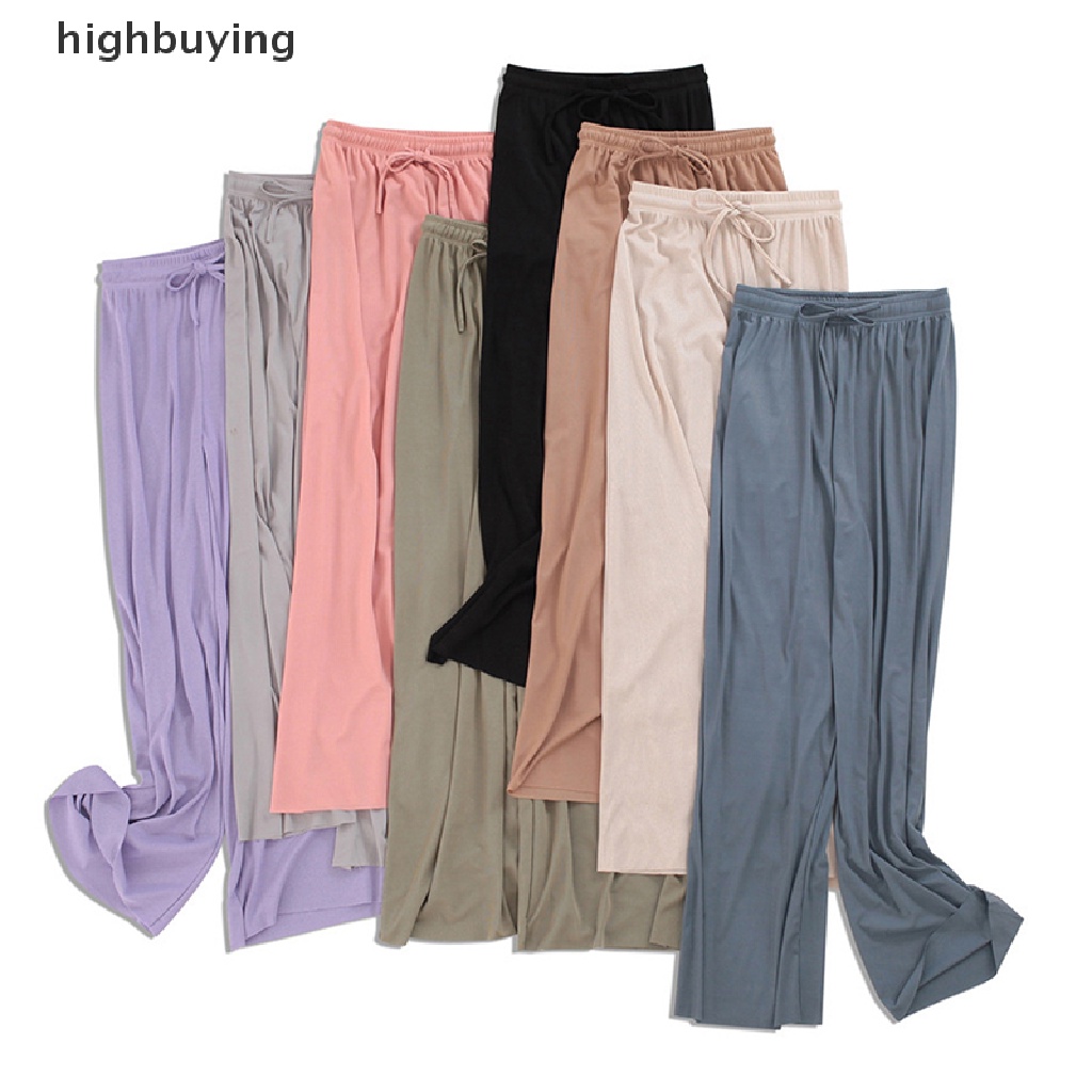 Quần ống rộng Lưng Cao Vải Lụa Mát Phong Cách Retro Thời Trang Xuân Hè Cho Nữ