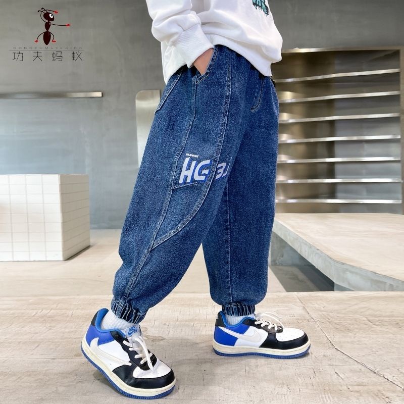 Quần Jean Dài Dáng Rộng Thời Trang Cá Tính Cho Bé Trai