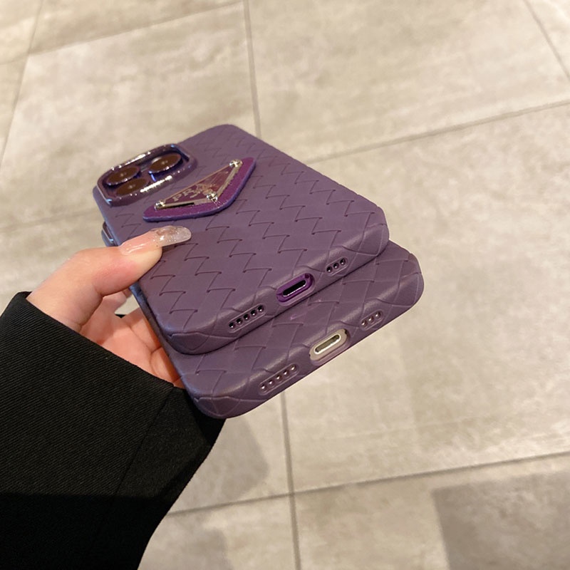 Prada For Iphone 14 12 13 Pro Max 14pro 11 ProMax 13Pro Purple Advanced Sense Triangle Phone Case for Iphone 12 13 14 12 Pro 11 Pro Max Phone Cases Back Cover