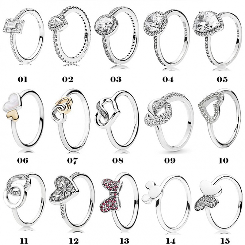 Nhẫn Thắt Nút Hình Trái Tim / Bướm Bằng Bạc Sterling Pandora925 Lấp Lánh Thời Trang Cho Nữ