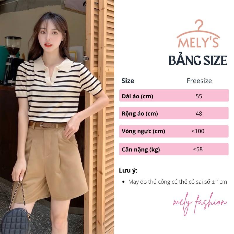 Áo len Polo croptop nữ cổ bẻ V dáng suông tay ngắn phong cách hàn quốc hàng dệt kim montergy Quảng Châu AL13