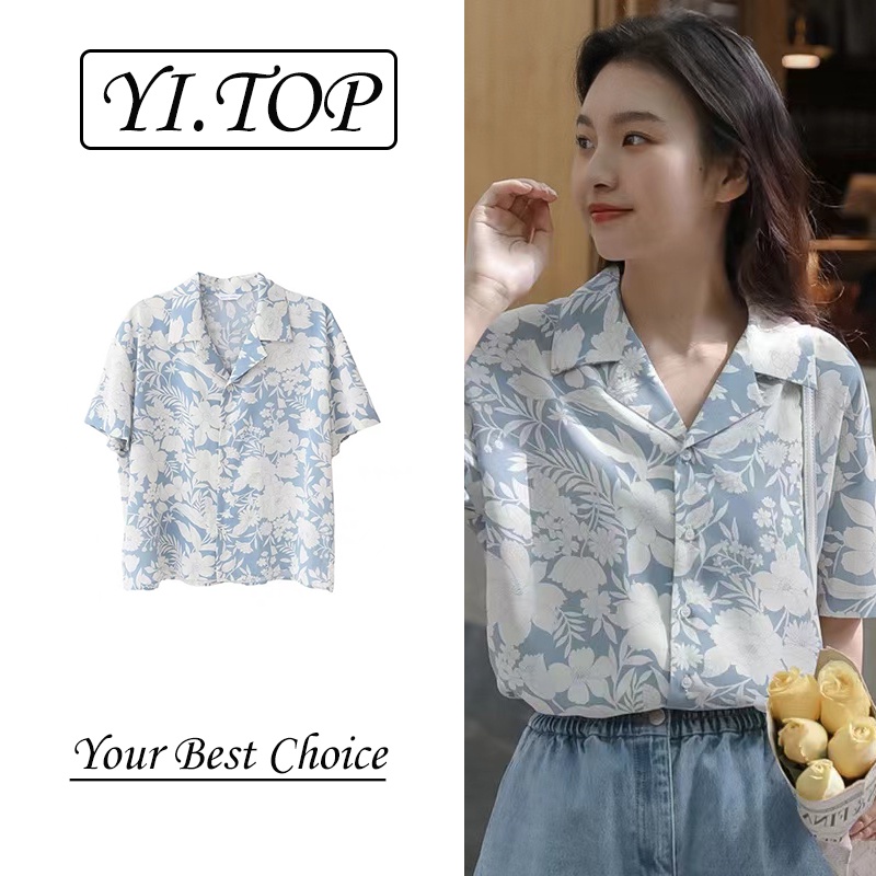 Áo Sơ Mi Tay Ngắn In Họa Tiết Thời Trang Mùa Hè Hàn Quốc Cho Nữ
