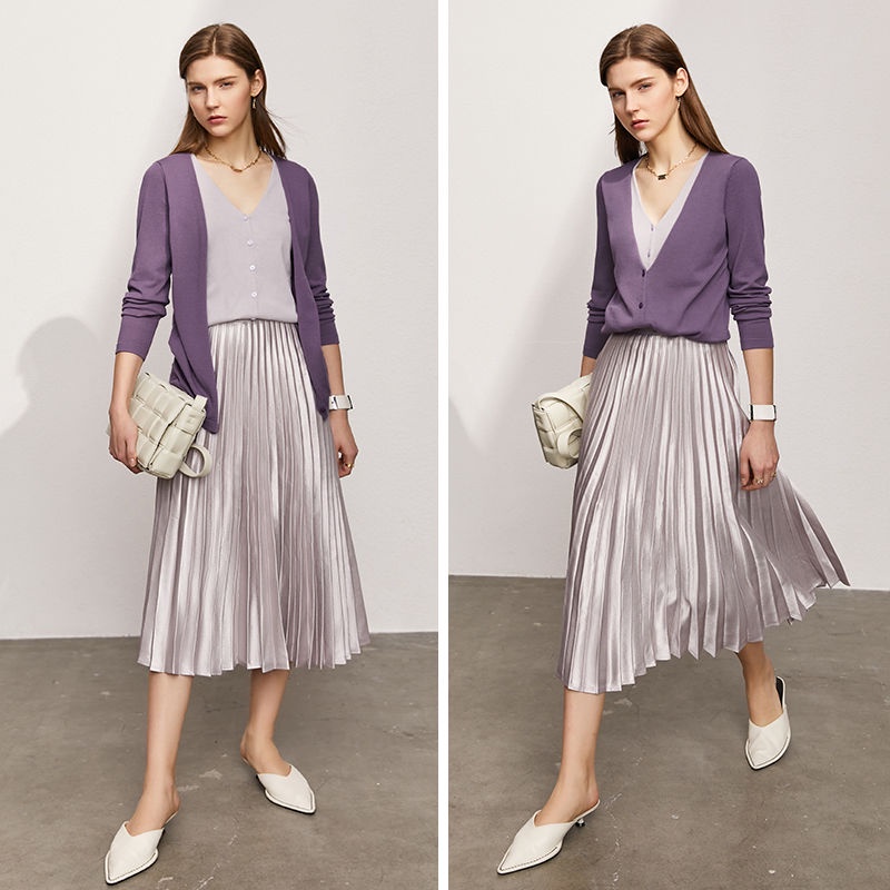 Áo Khoác Len Giả Hai Mảnh Mềm Mại Thoải Mái Thiết Kế Cổ Chữ V Dáng Ôm