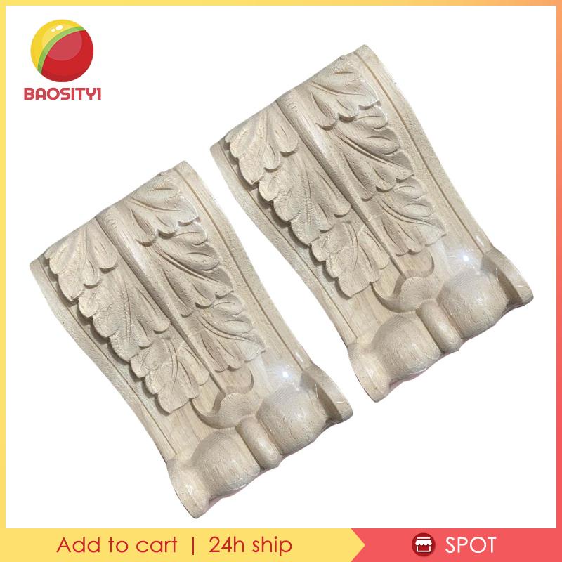 2x Wood Carved Applique Woodcarving Frame Corner for Cabinet Wardrobe Decor