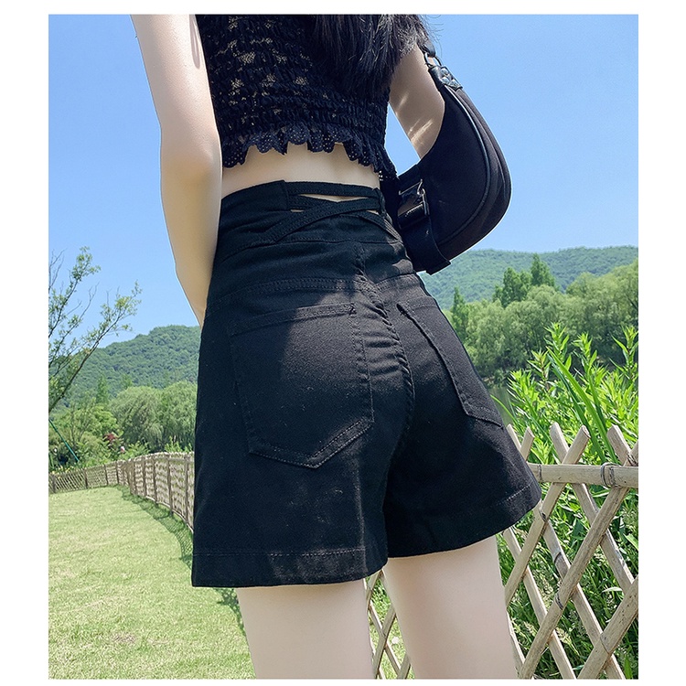 QADCOL  Quần Short denim Siêu Mỏng Lưng Cao Che Bụng Thời Trang Mùa Xuân Cho Nữ