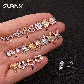 Khuyên tai 7UANX 20gauge bằng thép không gỉ hình bướm rùa dễ thương
