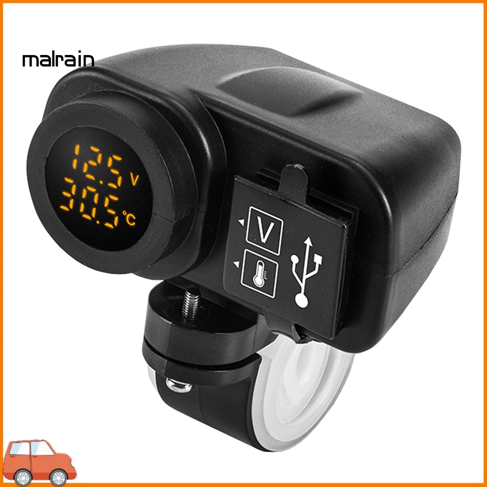 Vôn Kế Kỹ Thuật Số Hai Cổng USB Có Màn Hình Hiển Thị Cho Điện Thoại Di Động Xe Máy