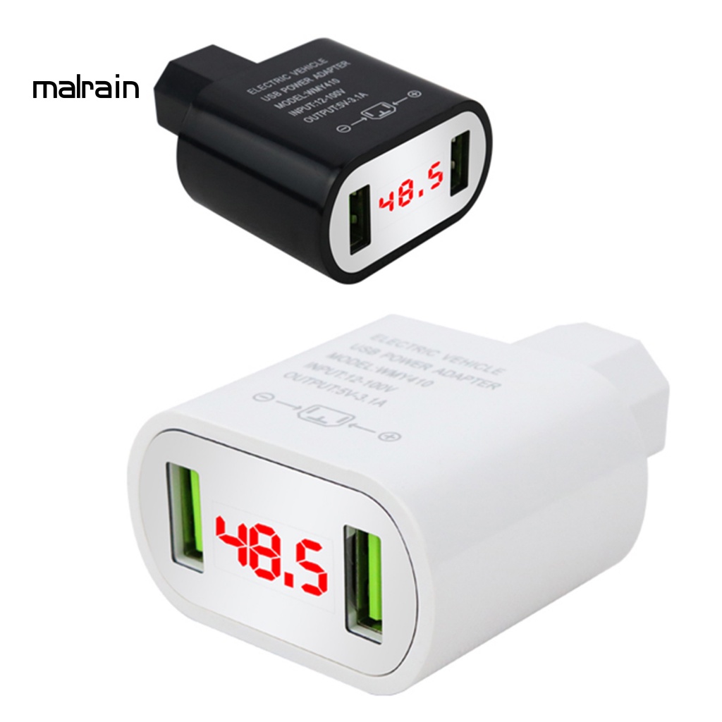 Cục Sạc Chuyển Đổi Hai Cổng USB PC 12V-100V Sang 5V 3A Màn Hình Kỹ Thuật Số Cho Xe Hơi