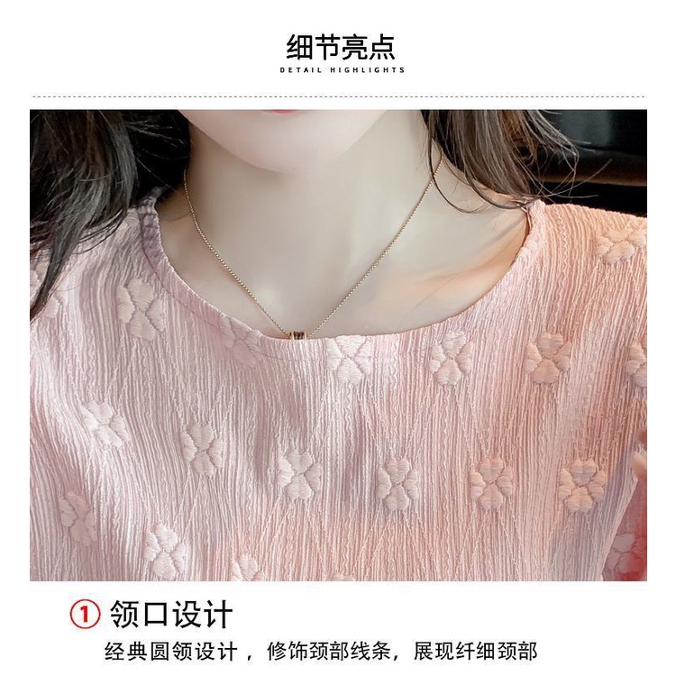 Áo Thun Tay Phồng Ngắn Cổ Tròn Phối Ren Phong Cách Vintage Pháp N518